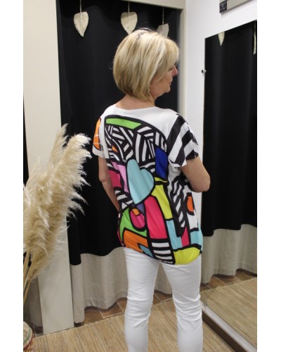 T-shirt fantaisie multicolore dos