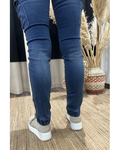 Jeans cargo détails élastiques jambes