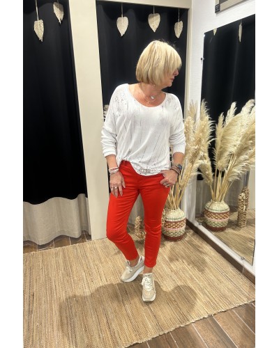 Pantalon denim rouge