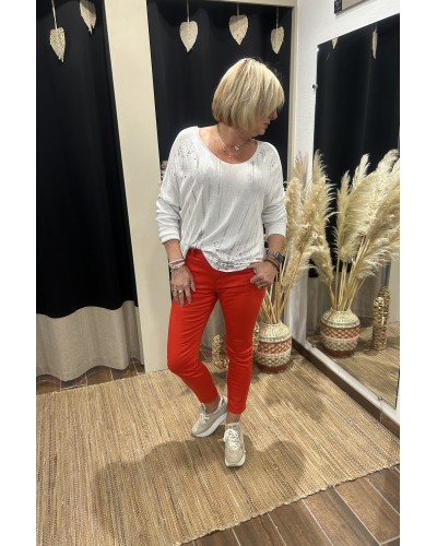 Pantalon denim rouge